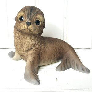 Vintage 1978 R.S.L. Baby Seal Ceramic Art Figurine Signed R.J. Brown Mexico